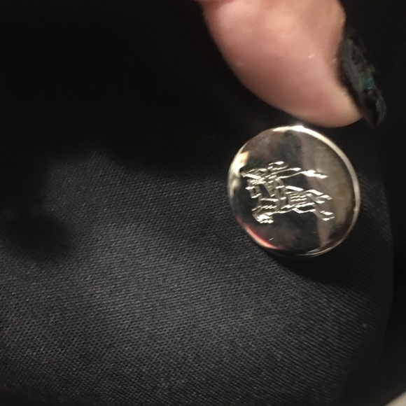 Burberry London man coat with logo on buttons silver color navy blue. - Picture 8 of 9